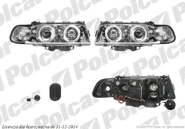 BMW 7 E38 94-98 ФАРЫ КПЛ. ТЮНИНГ С ЛИТЫМ ПОВОРОТ.ПРОЗРАЧН/СЕРЕБРИСТ. H1+H1