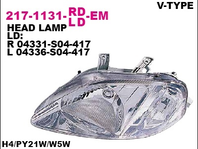 CIVIC(3ДВ.НВ) 99- ФАРА L (ЯП.СБОРКА)ЭЛЕКТРИЧ 217-1131L-LD-EM CIVIC(3ДВ.НВ) 99- ФАРА L (ЯП.СБОРКА)ЭЛЕКТРИЧ 217-1131L-LD-EM