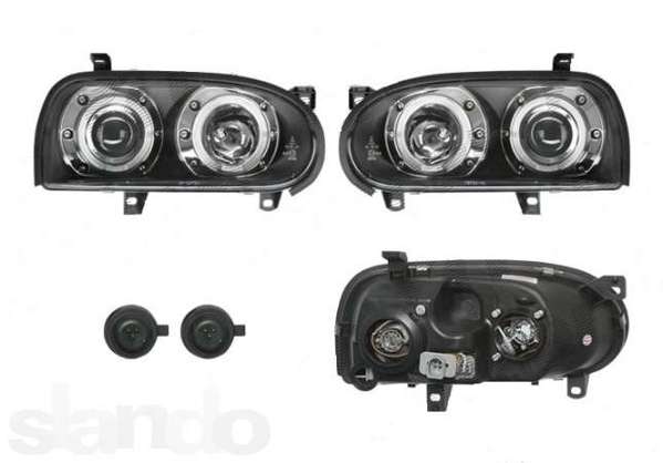 VW Golf 3/Гольф 3 91-98 ФАРЫ ТЮНИНГ АНГЕЛЬСКИЕ ГЛАЗКИ ПРОЗРАЧНЫЕ ЧЕРНЫЕ